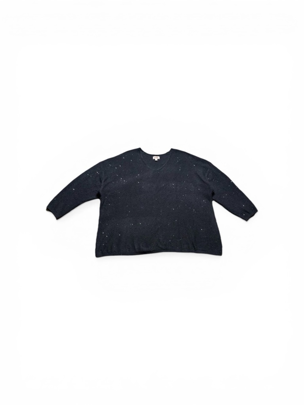 Evri Metallic Sweater Women's 3X Black Cozy Knit Relaxed Plus Size Pullover Top
